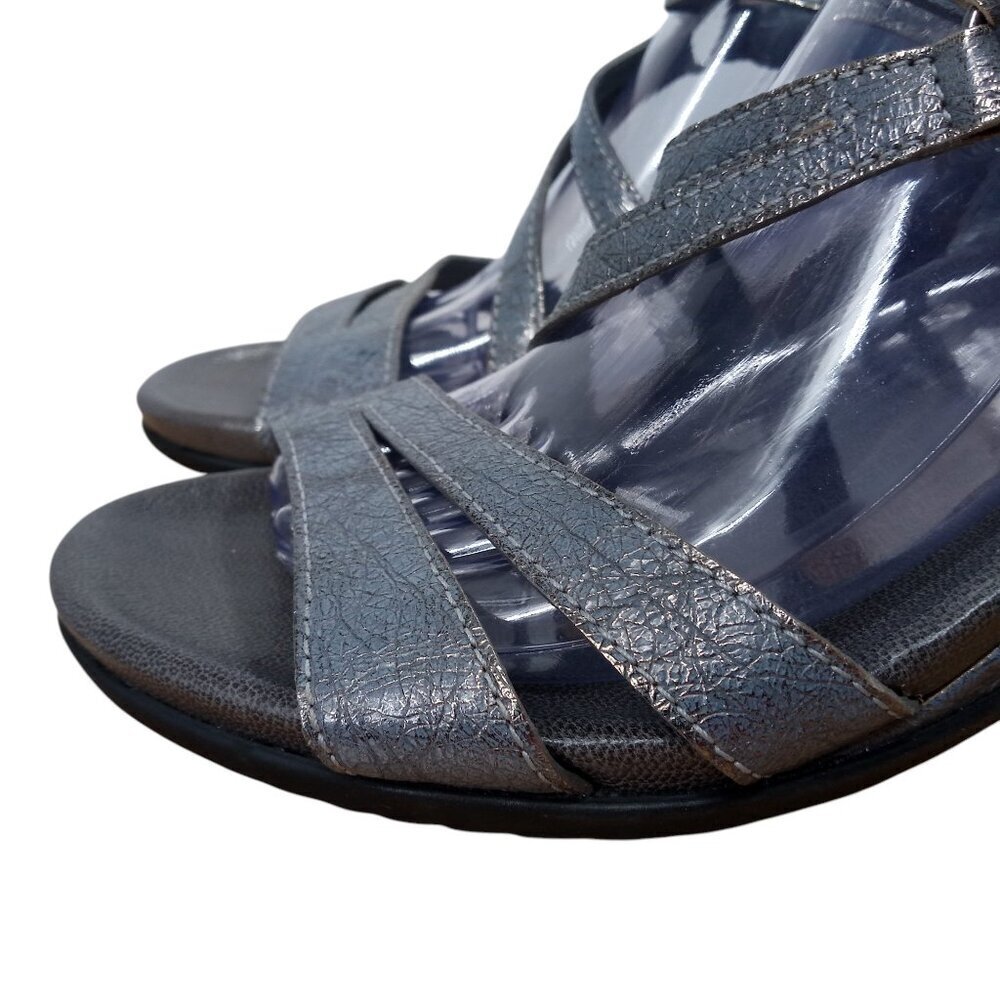 Dansko Addyson Pewter Leather Strappy Wedge Sandals Size 40 US 9.5-10 Metallic - Picture 8 of 13